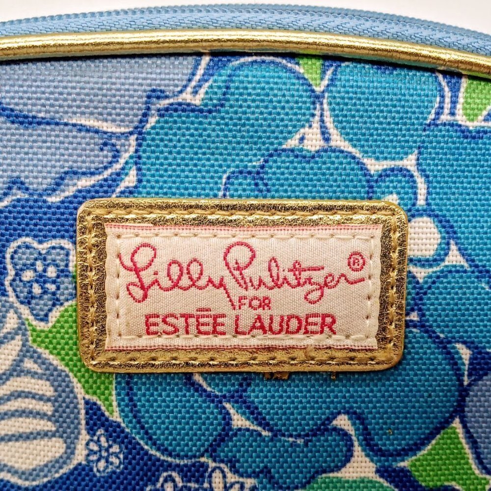 Lilly Pulitzer for Estee Lauder Blue Floral Cosmetic Bag NWOT - Picture 2 of 9